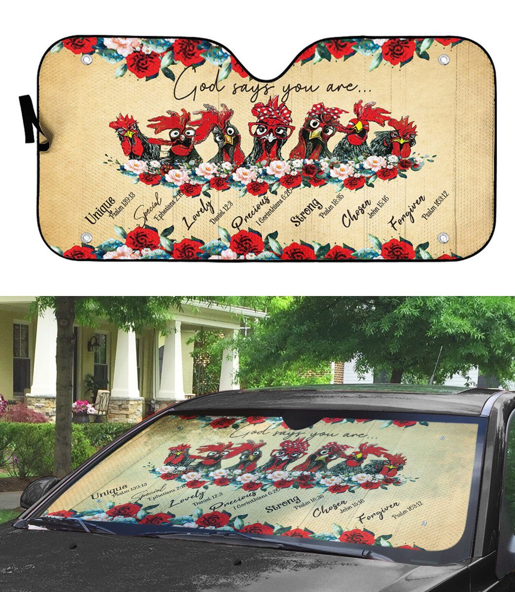Gearhumans 3D God Says You Are Roosters Custom Car Auto Sunshade