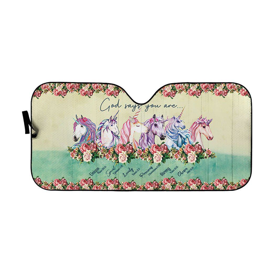 Gearhumans 3D God Says You Are Unicorns Custom Car Auto Sunshade