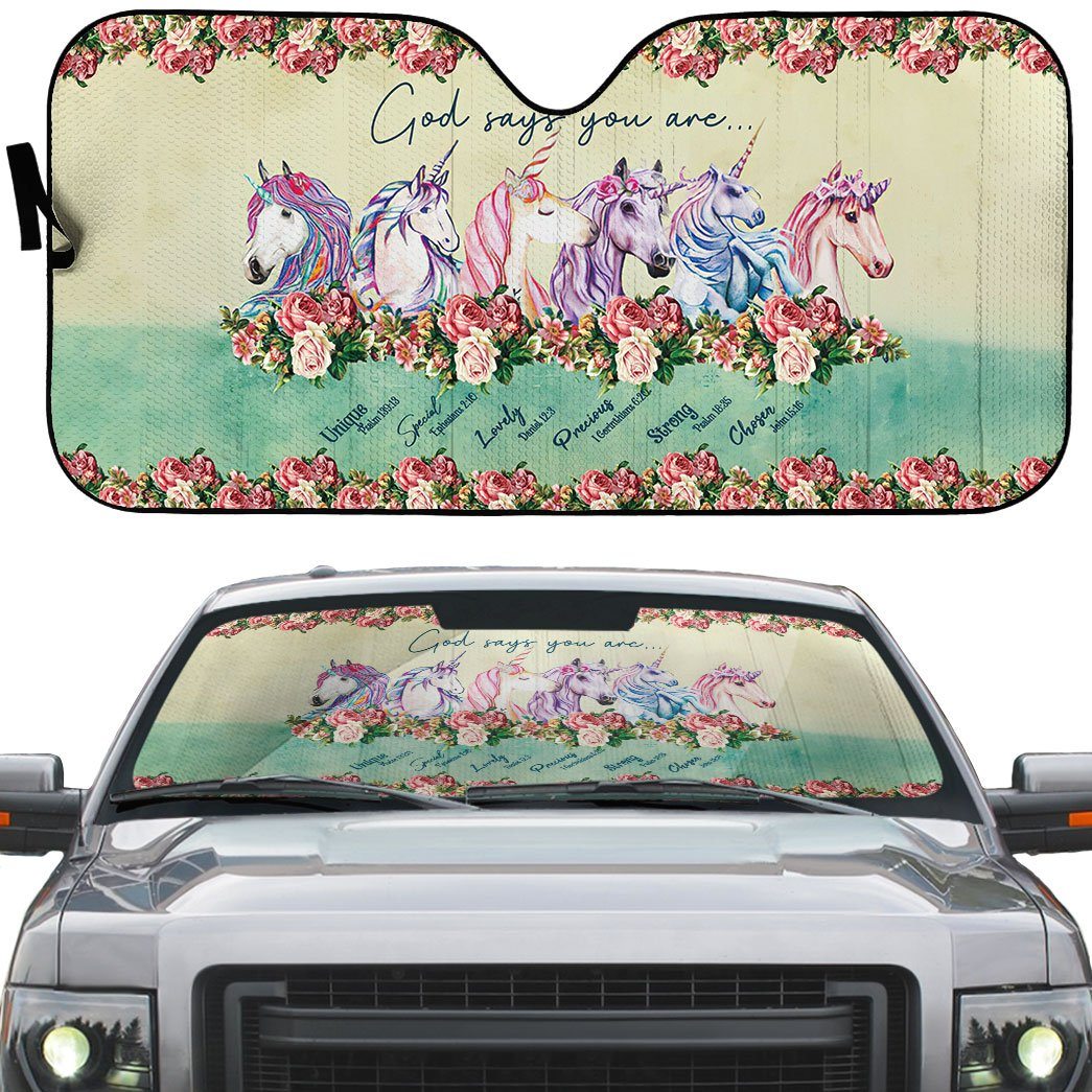 Gearhumans 3D God Says You Are Unicorns Custom Car Auto Sunshade