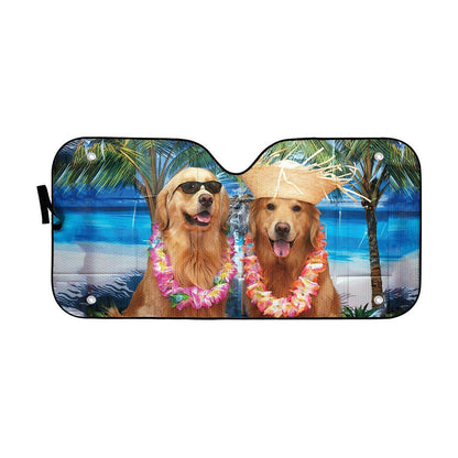 Gearhumans 3D Golden Dog Days Of Summer Custom Car Auto Sunshade