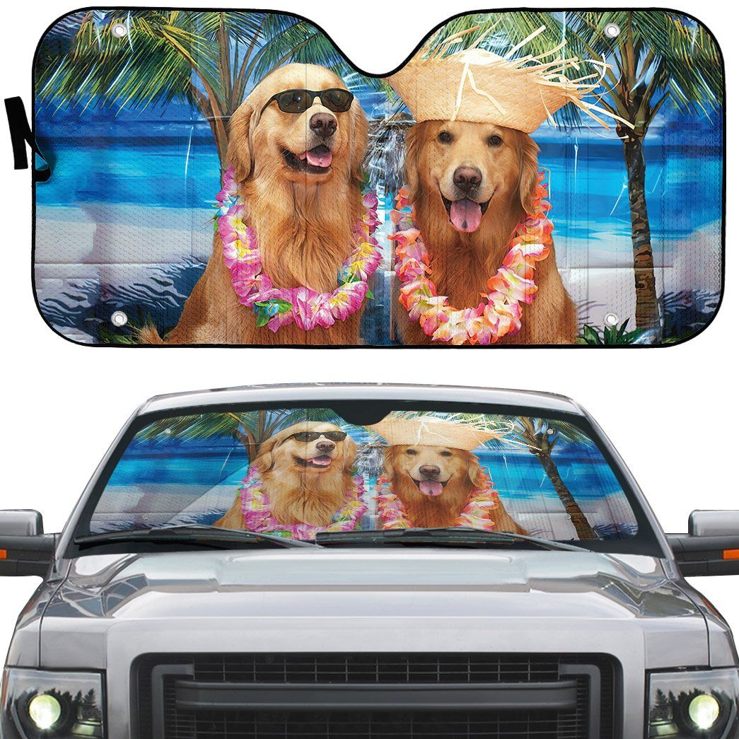 Gearhumans 3D Golden Dog Days Of Summer Custom Car Auto Sunshade