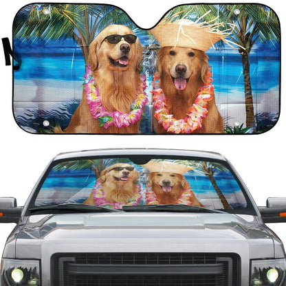 Gearhumans 3D Golden Dog Days Of Summer Custom Car Auto Sunshade