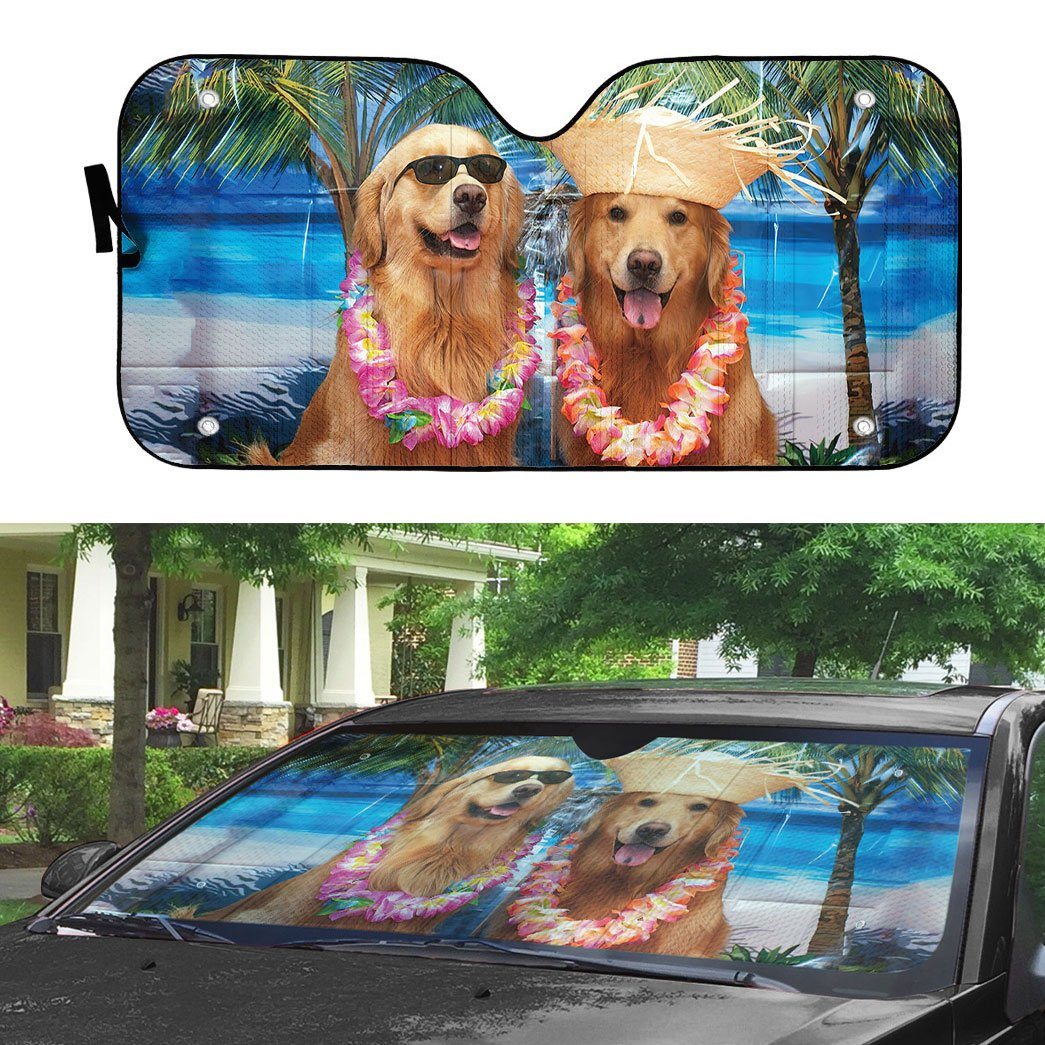 Gearhumans 3D Golden Dog Days Of Summer Custom Car Auto Sunshade