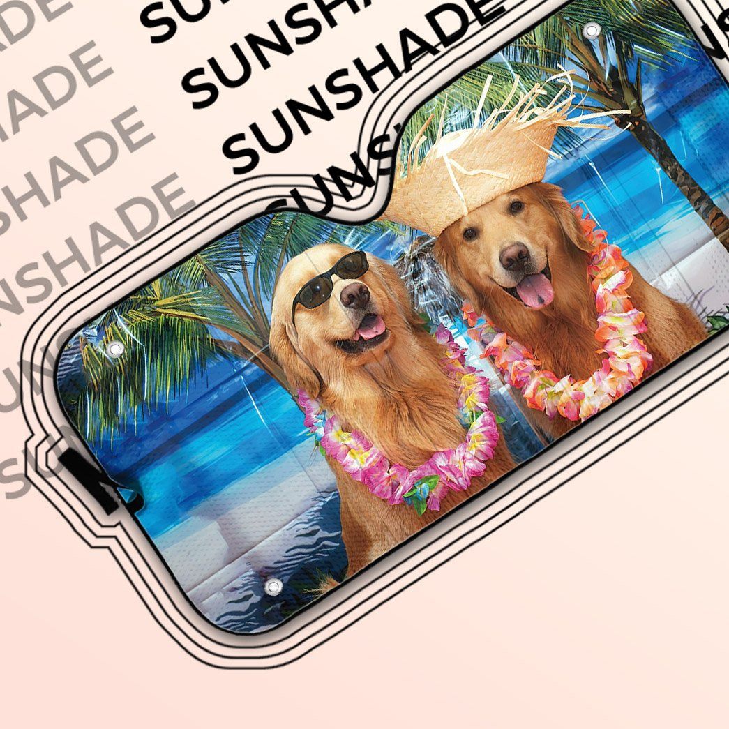 Gearhumans 3D Golden Dog Days Of Summer Custom Car Auto Sunshade