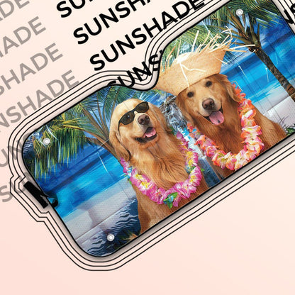 Gearhumans 3D Golden Dog Days Of Summer Custom Car Auto Sunshade