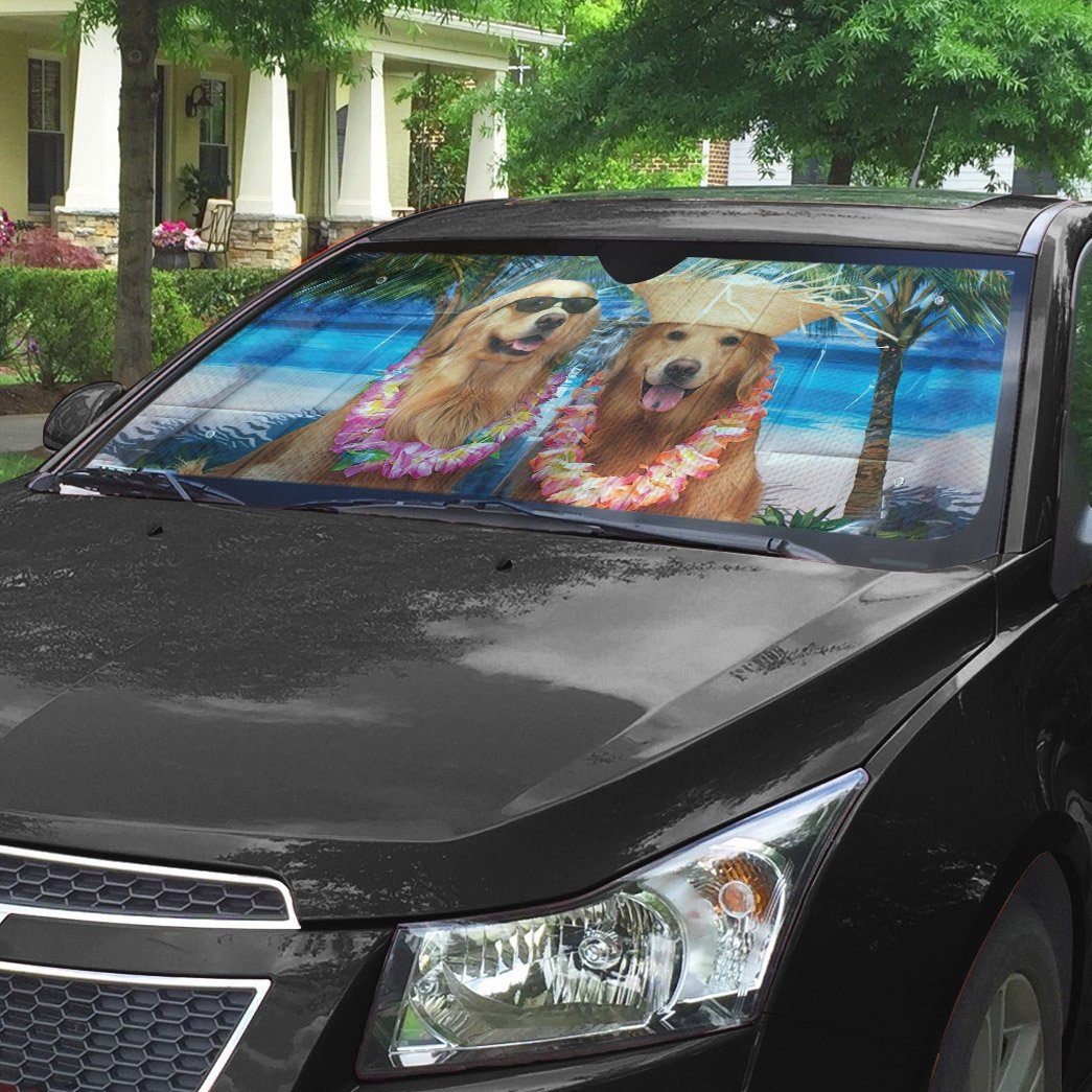 Gearhumans 3D Golden Dog Days Of Summer Custom Car Auto Sunshade