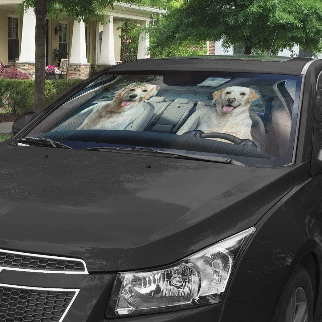 Gearhumans 3D Golden Labrador Retriever Custom Car Auto Sunshade