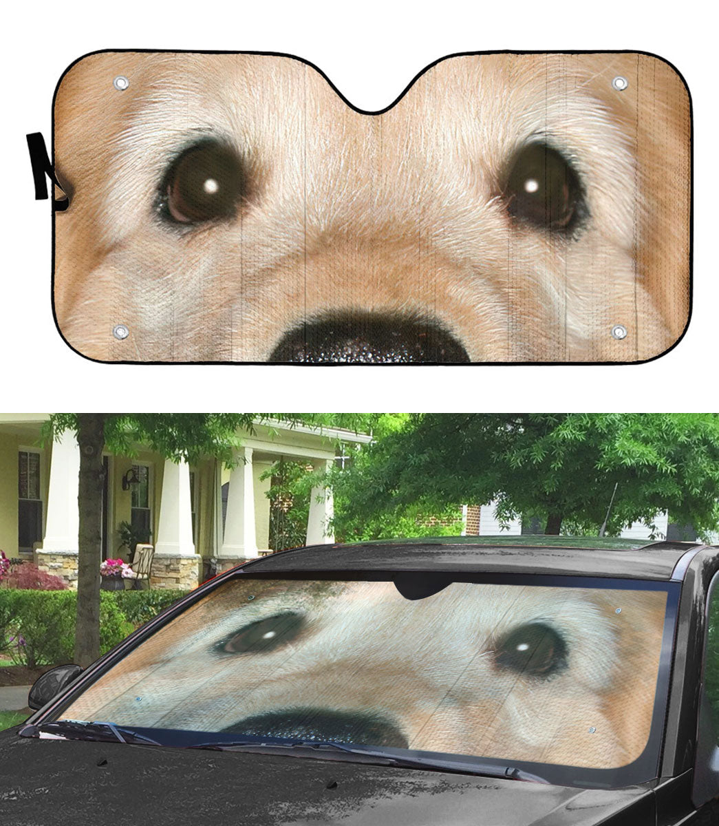 Gearhumans 3D Golden Retriever Dog Eyes Custom Car Auto Sunshade