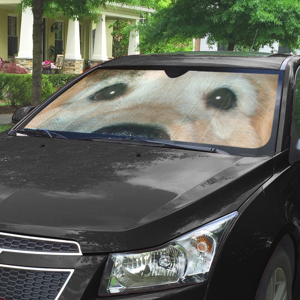 Gearhumans 3D Golden Retriever Dog Eyes Custom Car Auto Sunshade