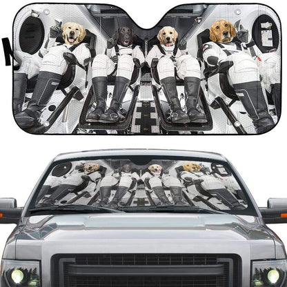 Gearhumans 3D Golden Retriever Space X Custom Car Auto Sunshade
