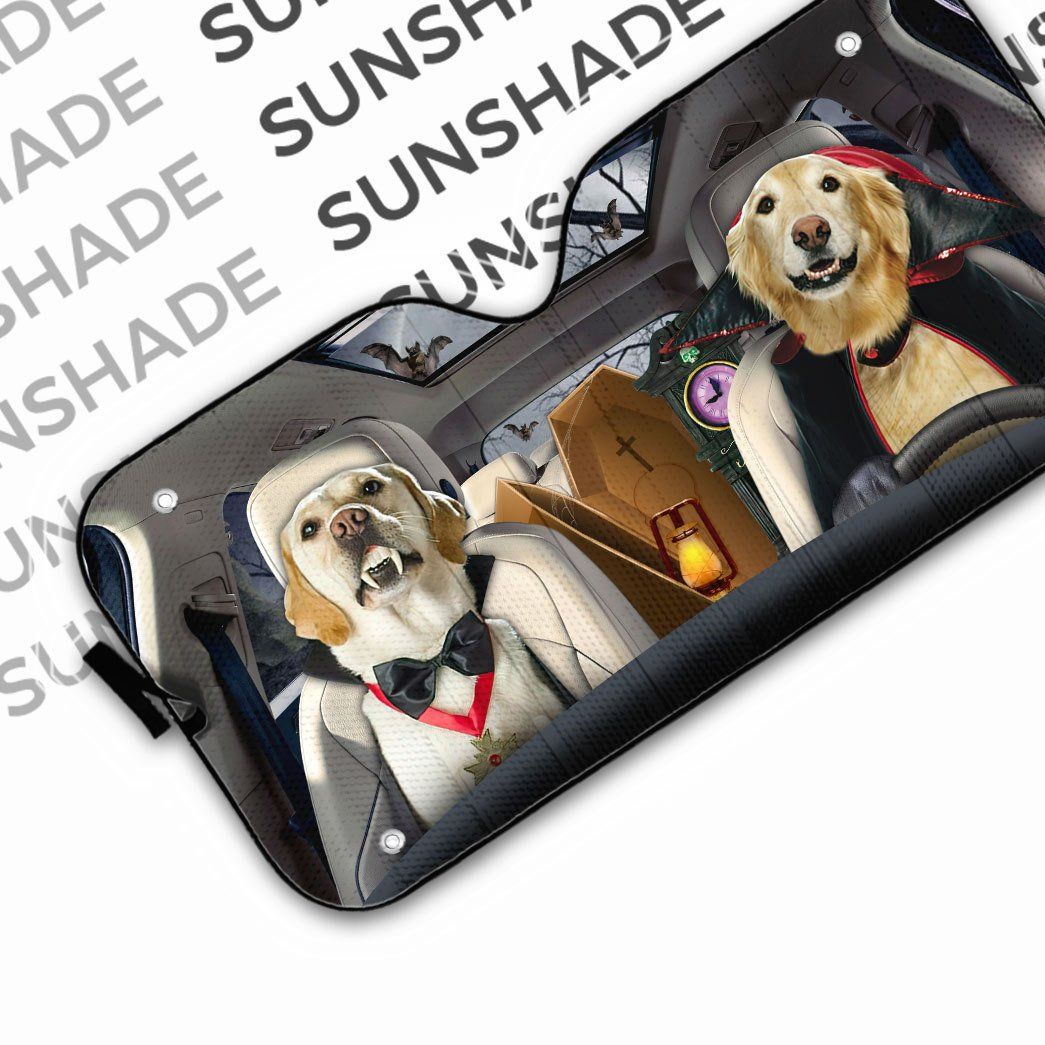 Gearhumans 3D Golden Retriever Vampire Custom Car Auto Sunshade