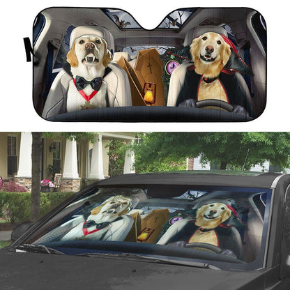 Gearhumans 3D Golden Retriever Vampire Custom Car Auto Sunshade
