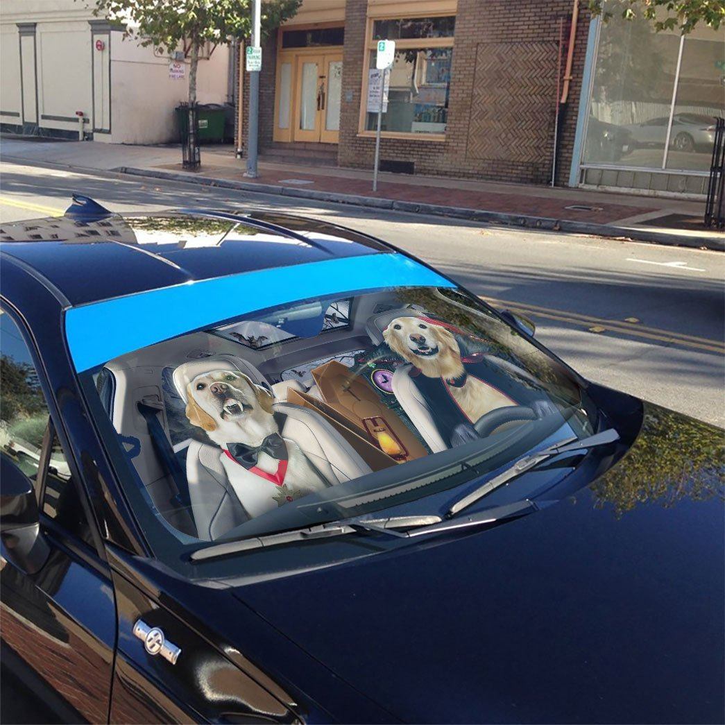 Gearhumans 3D Golden Retriever Vampire Custom Car Auto Sunshade