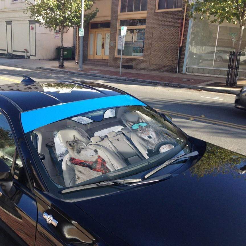 Gearhumans 3D Gray Wolves Custom Car Auto Sunshade