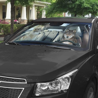 Gearhumans 3D Gray Wolves v2.0 Custom Car Auto Sunshade