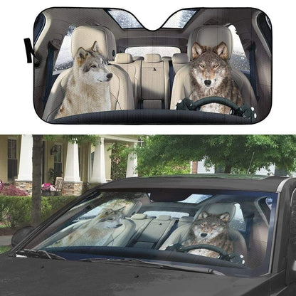 Gearhumans 3D Gray Wolves v2.0 Custom Car Auto Sunshade