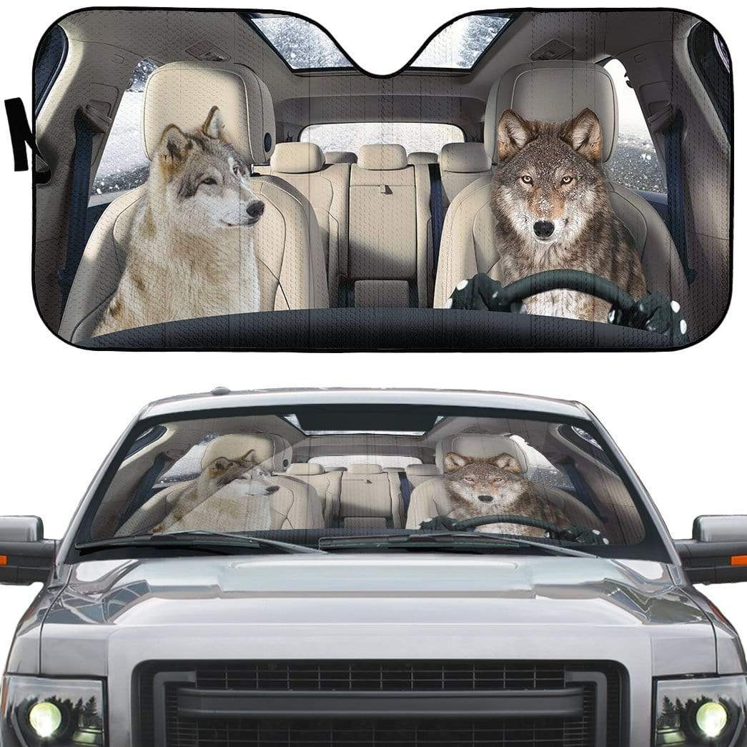 Gearhumans 3D Gray Wolves v2.0 Custom Car Auto Sunshade