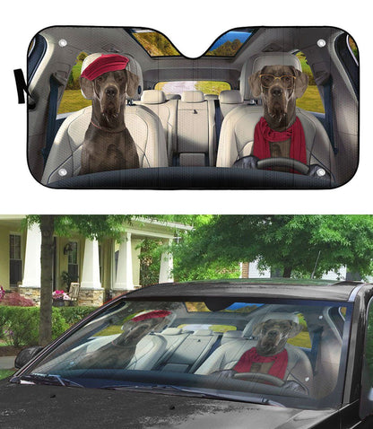 Gearhumans 3D Great Dane Couple Dog Auto Car Sunshade