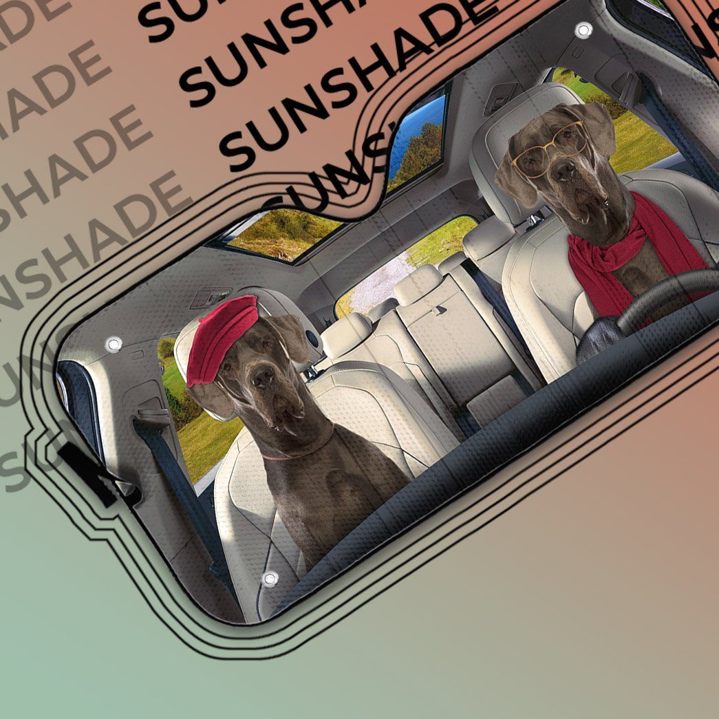 Gearhumans 3D Great Dane Couple Dog Auto Car Sunshade