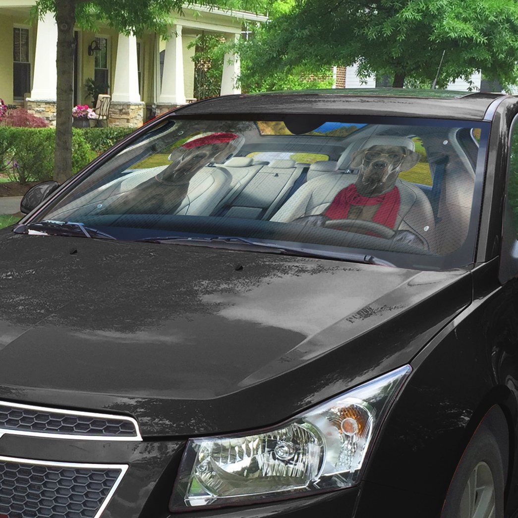Gearhumans 3D Great Dane Couple Dog Auto Car Sunshade