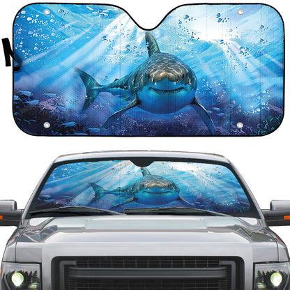 Gearhumans 3D Great White Shark Custom Car Auto Sunshade