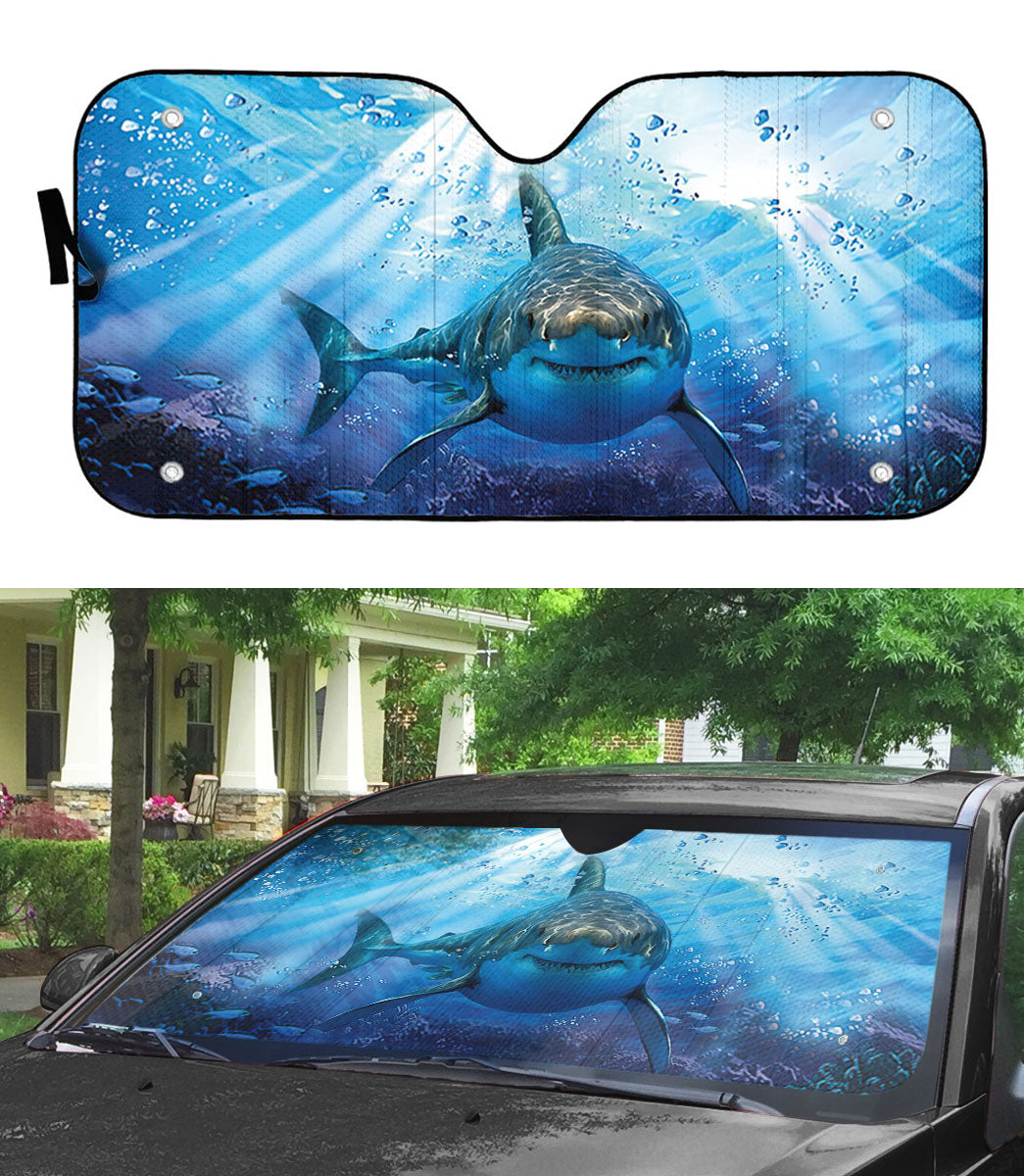 Gearhumans 3D Great White Shark Custom Car Auto Sunshade