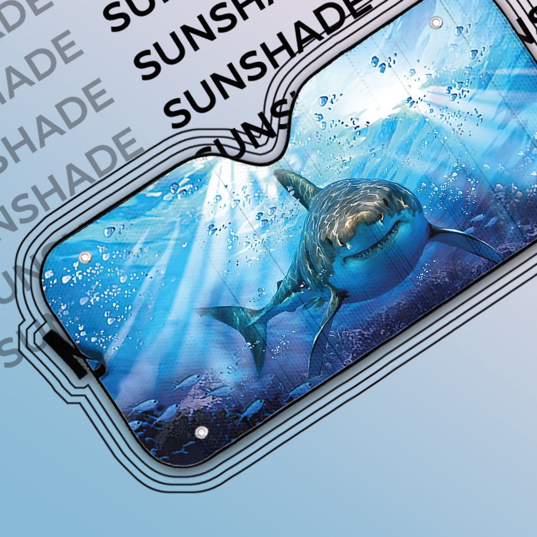 Gearhumans 3D Great White Shark Custom Car Auto Sunshade
