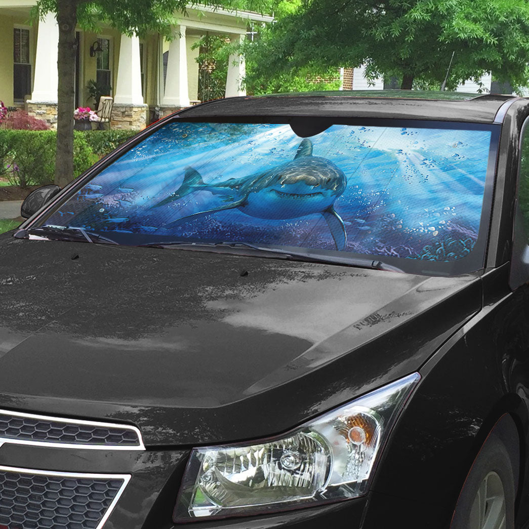 Gearhumans 3D Great White Shark Custom Car Auto Sunshade