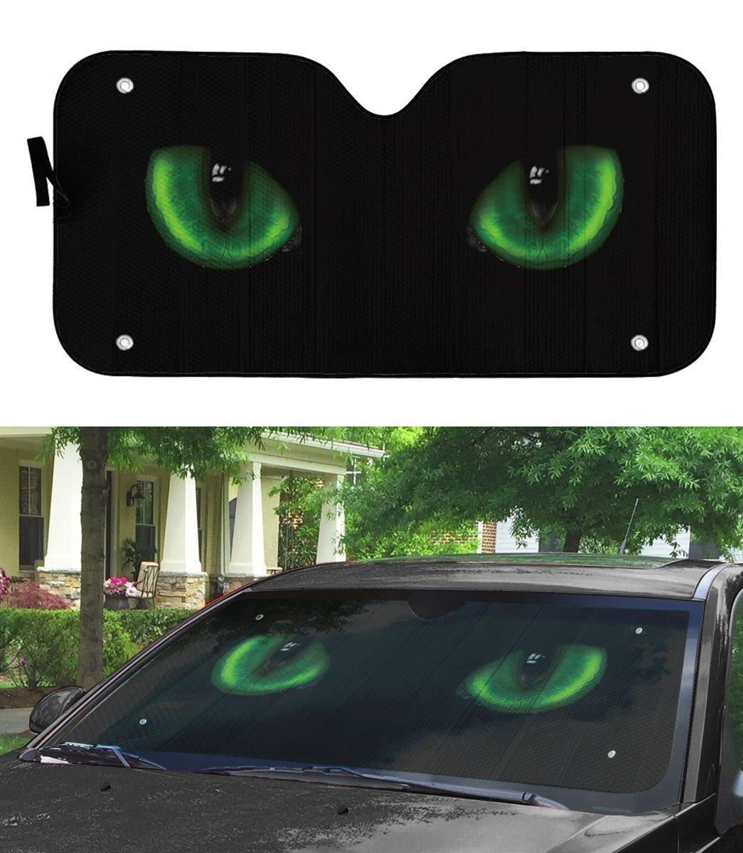Gearhumans 3D Green Dangerous Wild Black Cat Eyes In The Dark Custom Sunshade
