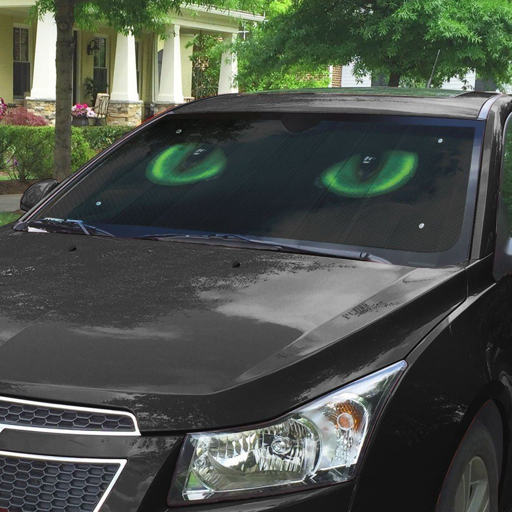 Gearhumans 3D Green Dangerous Wild Black Cat Eyes In The Dark Custom Sunshade