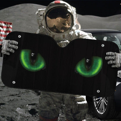 Gearhumans 3D Green Dangerous Wild Black Cat Eyes In The Dark Custom Sunshade