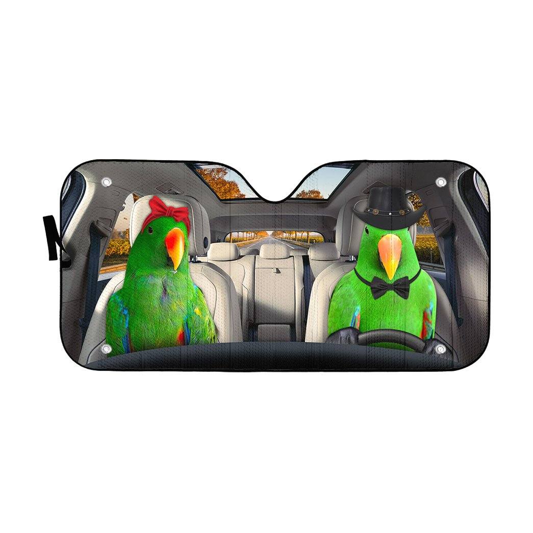 Gearhumans 3D Green Eclectus Parrot Auto Car Sunshade