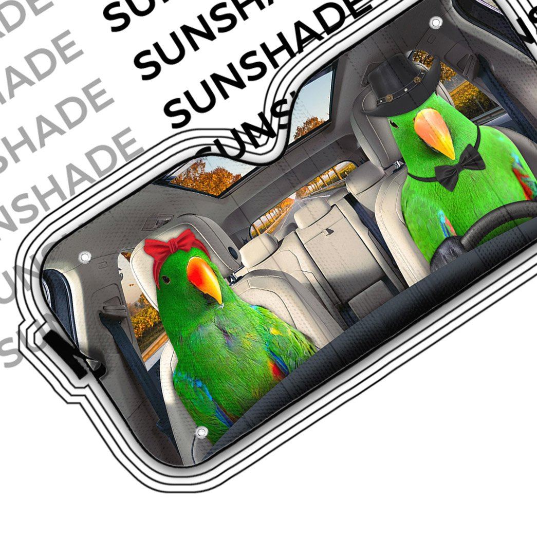 Gearhumans 3D Green Eclectus Parrot Auto Car Sunshade