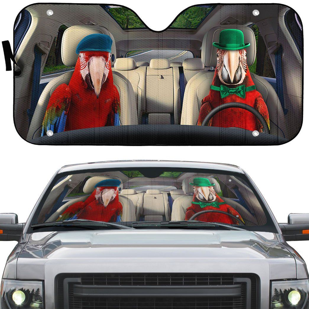 Gearhumans 3D Green Winged Macaw Parrot Auto Car Sunshade