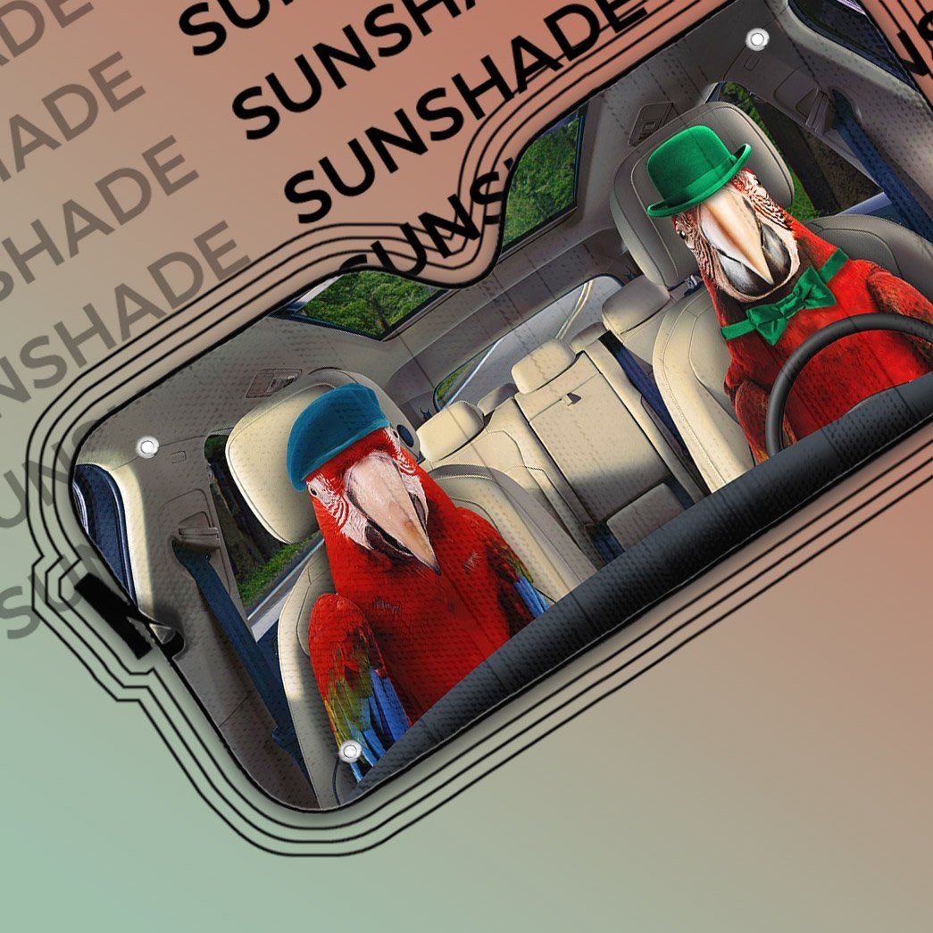 Gearhumans 3D Green Winged Macaw Parrot Auto Car Sunshade