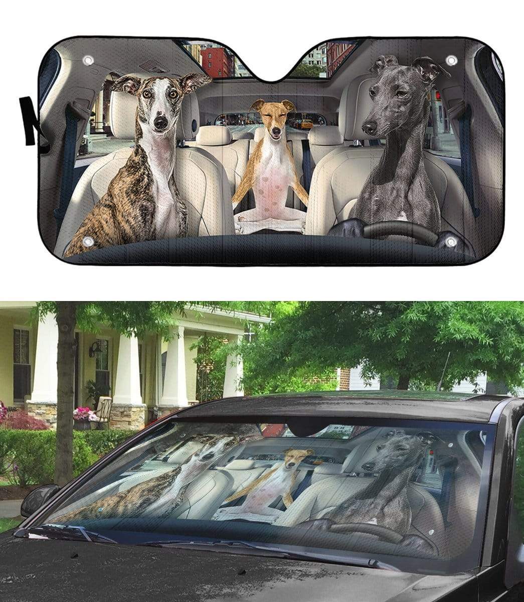 Gearhumans 3D Greyhounds Custom Car Auto Sunshade