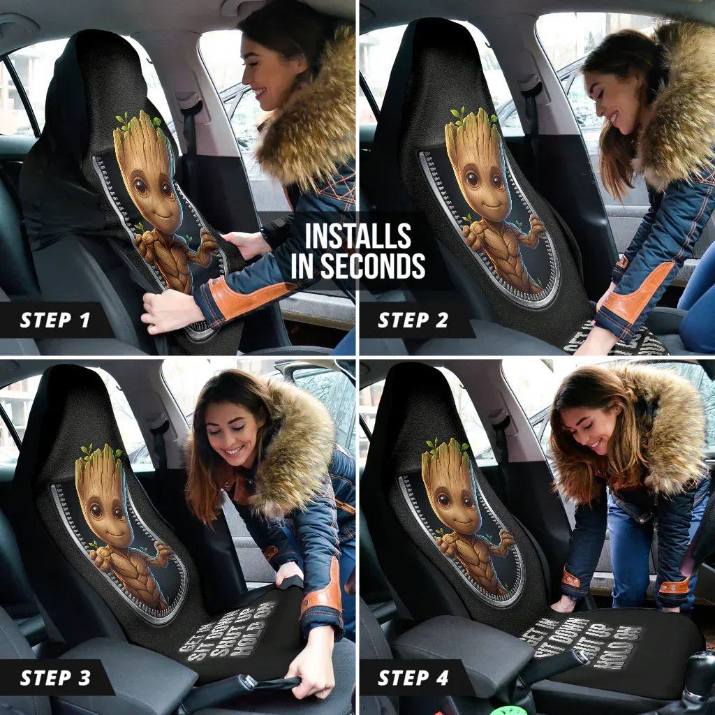 3D Groot Car Seat Covers - Custom Car Accessories - PersonalizedFury