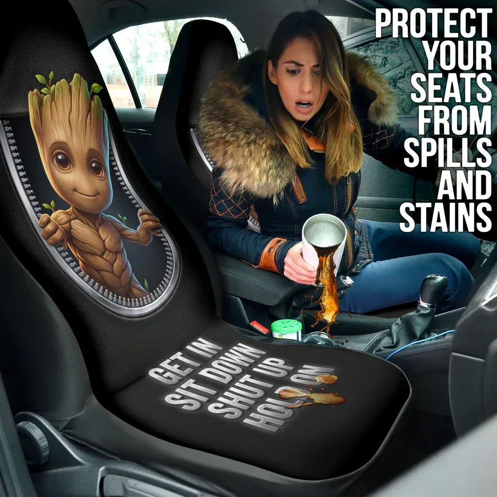 3D Groot Car Seat Covers - Custom Car Accessories - PersonalizedFury