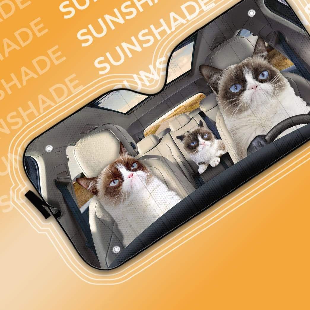 Gearhumans 3D Grumpy Cat Custom Car Auto Sunshade