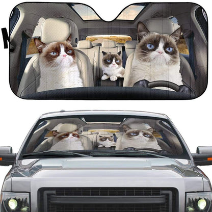 Gearhumans 3D Grumpy Cat Custom Car Auto Sunshade