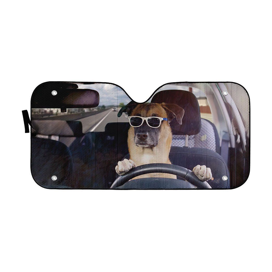 Gearhumans 3D Guard Dog Driving Custom Car Auto Sunshade
