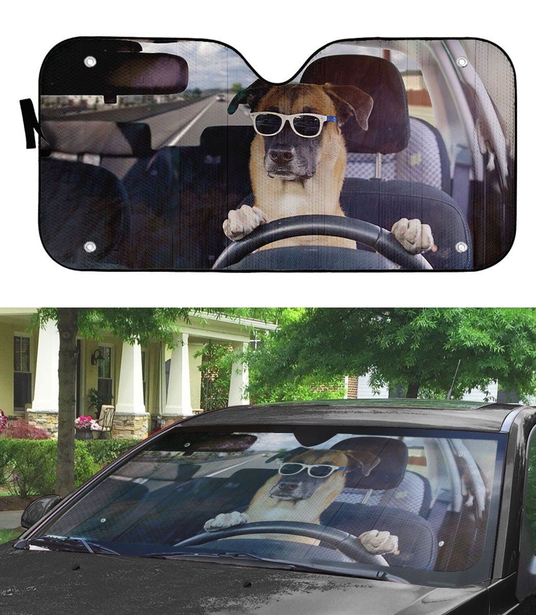 Gearhumans 3D Guard Dog Driving Custom Car Auto Sunshade