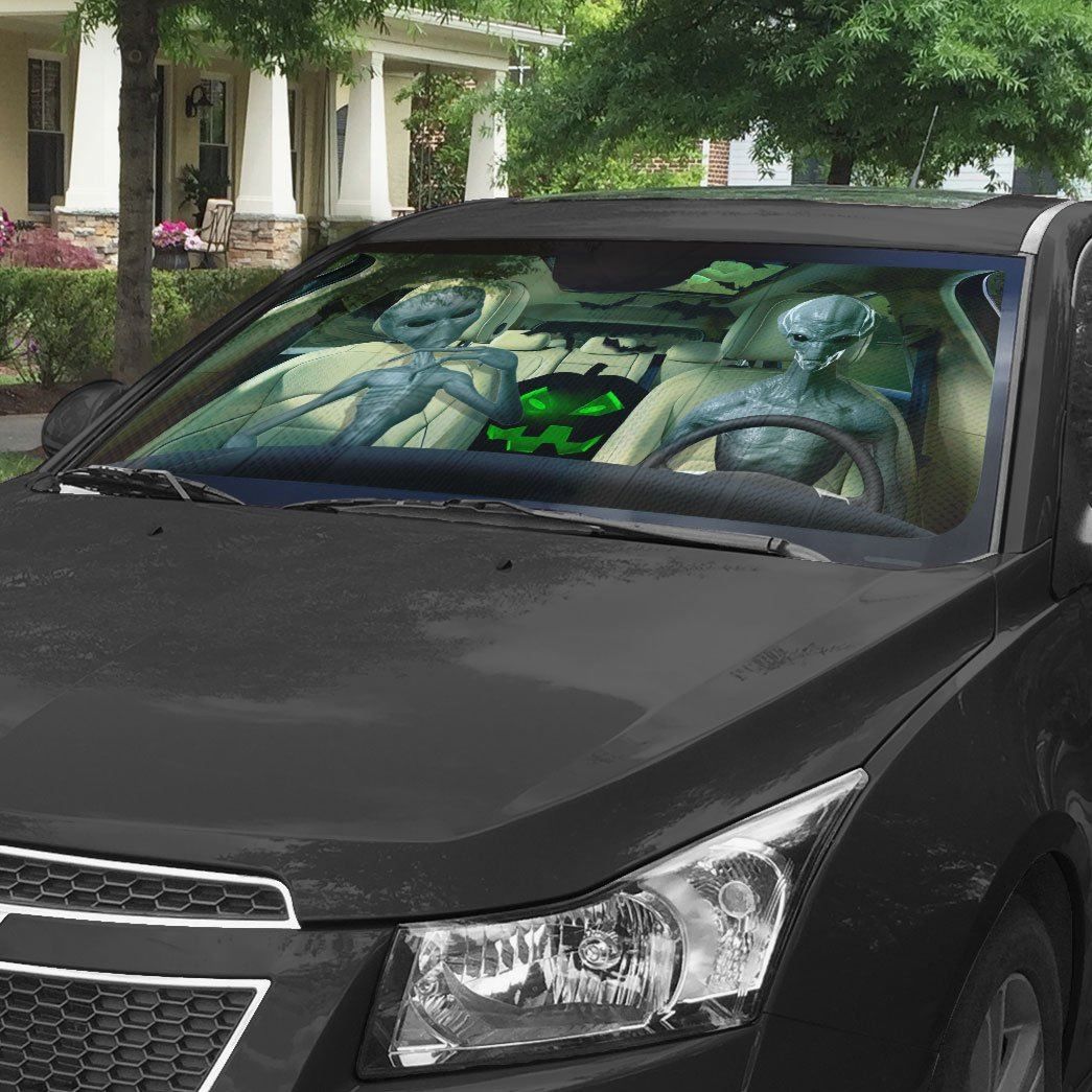 Gearhumans 3D Halloween Alien Custom Car Auto Sunshade