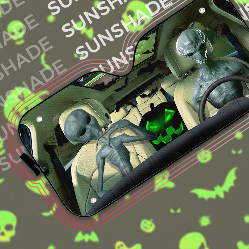 Gearhumans 3D Halloween Alien Custom Car Auto Sunshade