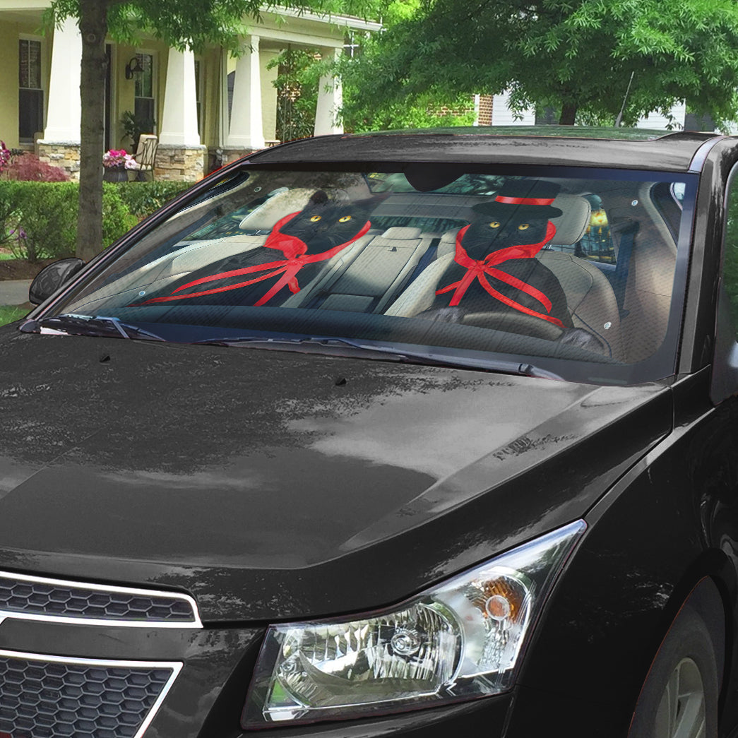 Gearhumans 3D Halloween Black Cats Vampire Custom Car Auto Sunshade