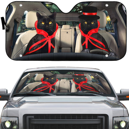 Gearhumans 3D Halloween Black Cats Vampire Custom Car Auto Sunshade