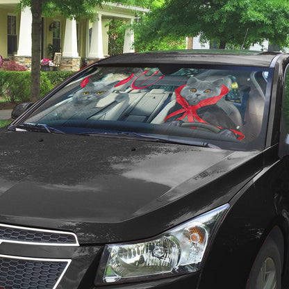 Gearhumans 3D Halloween British Shorthair Cats Vampire Custom Car Auto Sunshade