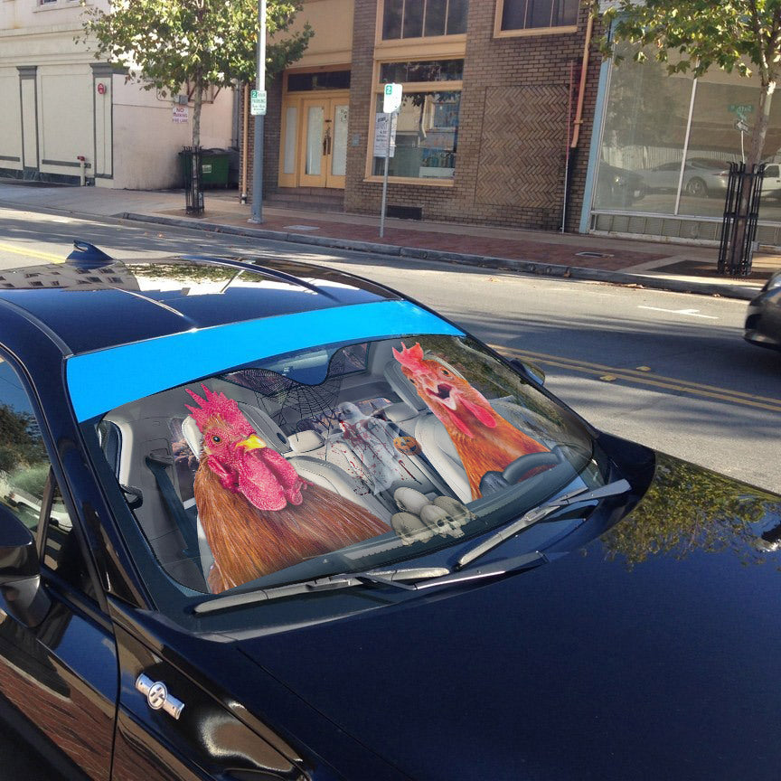 Gearhumans 3D Halloween Chicken Rooster Custom Car Auto Sunshade