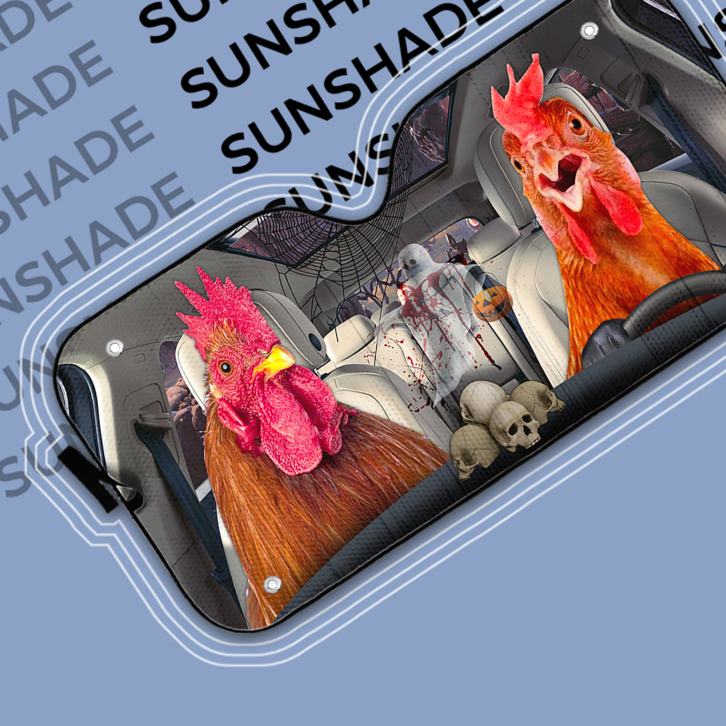 Gearhumans 3D Halloween Chicken Rooster Custom Car Auto Sunshade