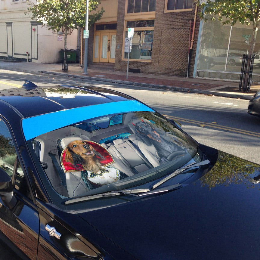 Gearhumans 3D Halloween Dachshund Dogs Vampire Custom Car Auto Sunshade